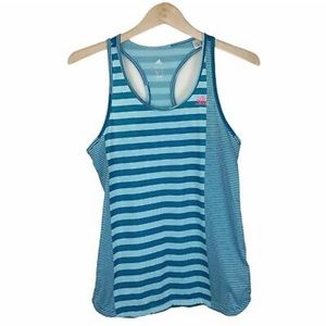 Blue Striped Adidas Climalite Work Out Top